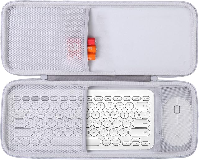co2CREA Hard Travel Case for Logitech K380 Wireless Multi-Device Keyboard and Logitech M350 Mouse Combo, Case only (Gray)