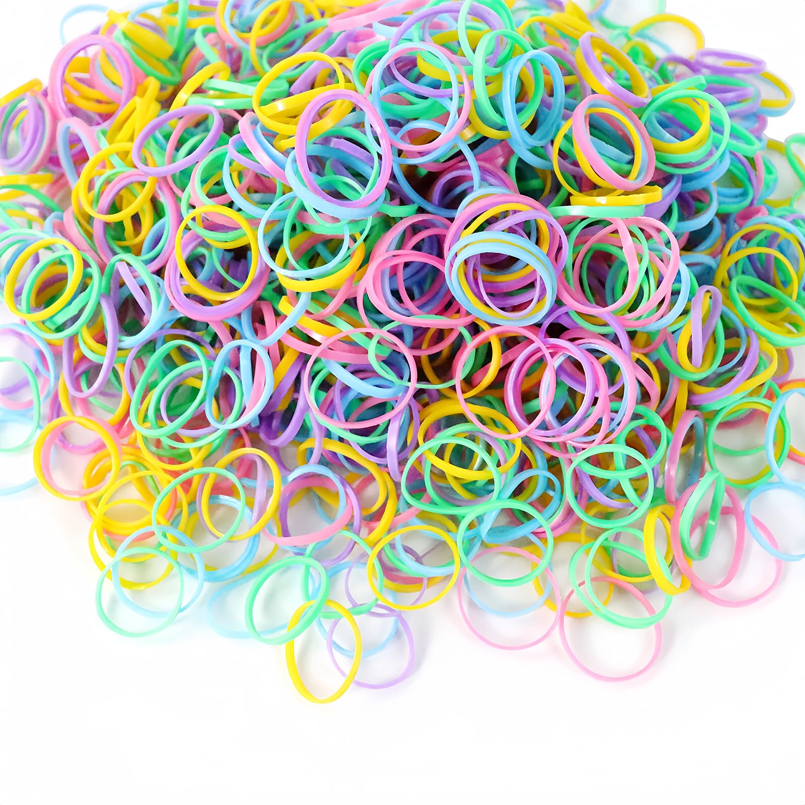 1000 Stück Haargummis ，Mehrfarbige Elastische Haargummis bänder,Mähnengummis Haar Gummi ZopfFrisurengummi, Haarschmuck, Rastazopfgummi,für Kinder Mädchen Damen