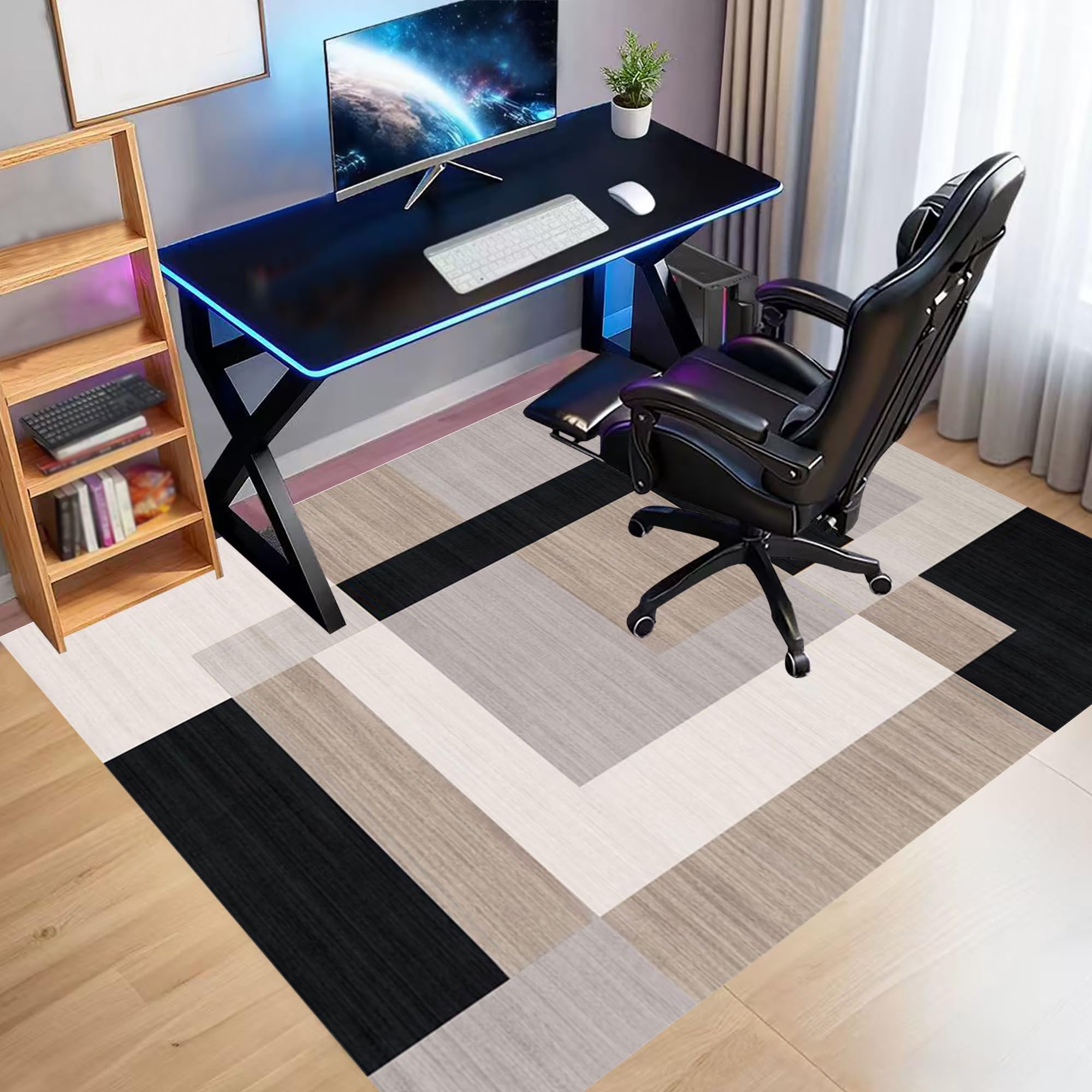 Tapis Gaming Sol Antidérapant Tapis de Chaise de Bureau 140 x 160 cm