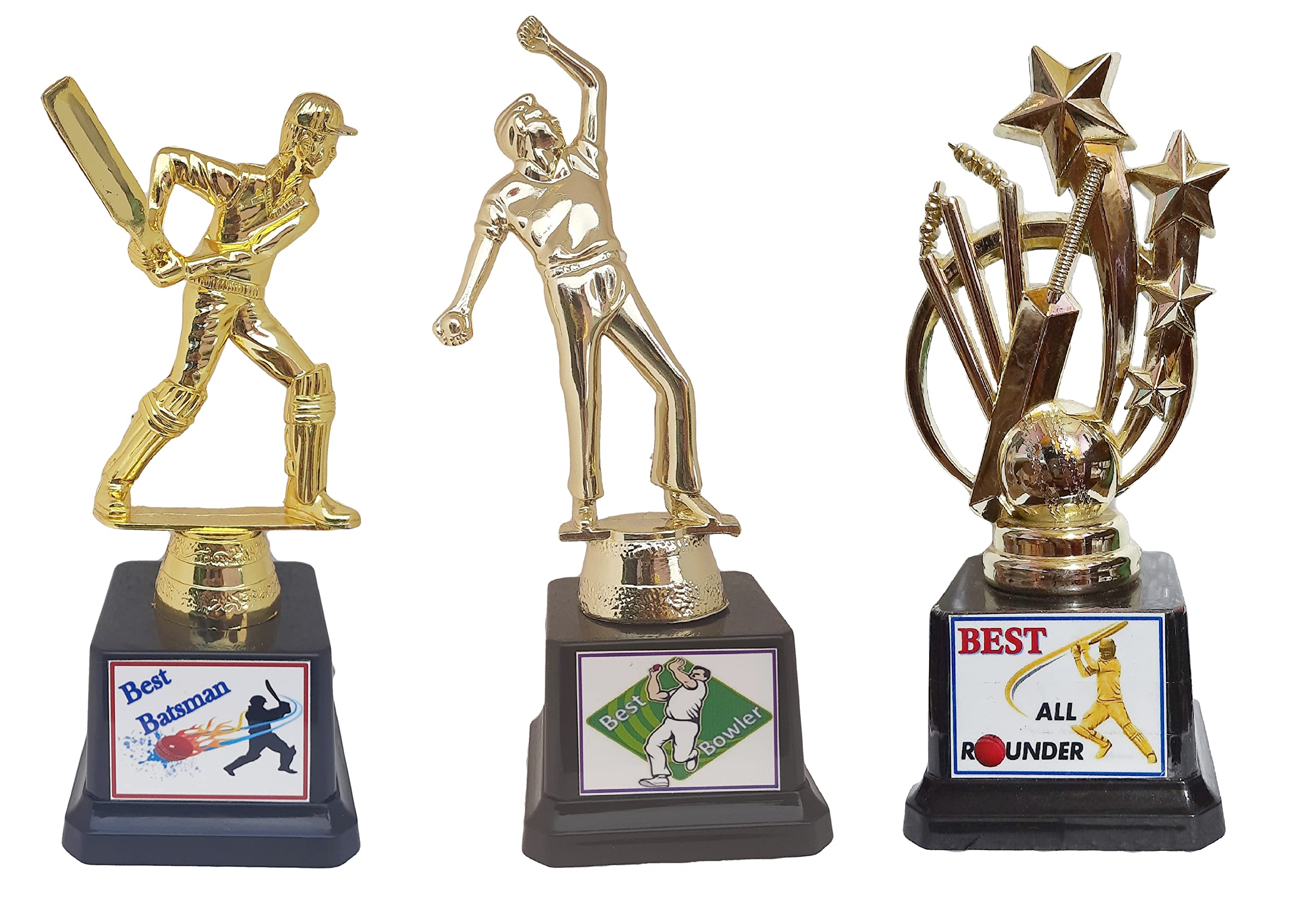 Victory Cricket Best Player Trophy || Best Batsman_Best Bowler_Best All Rounder Trophy (Golden- 8")