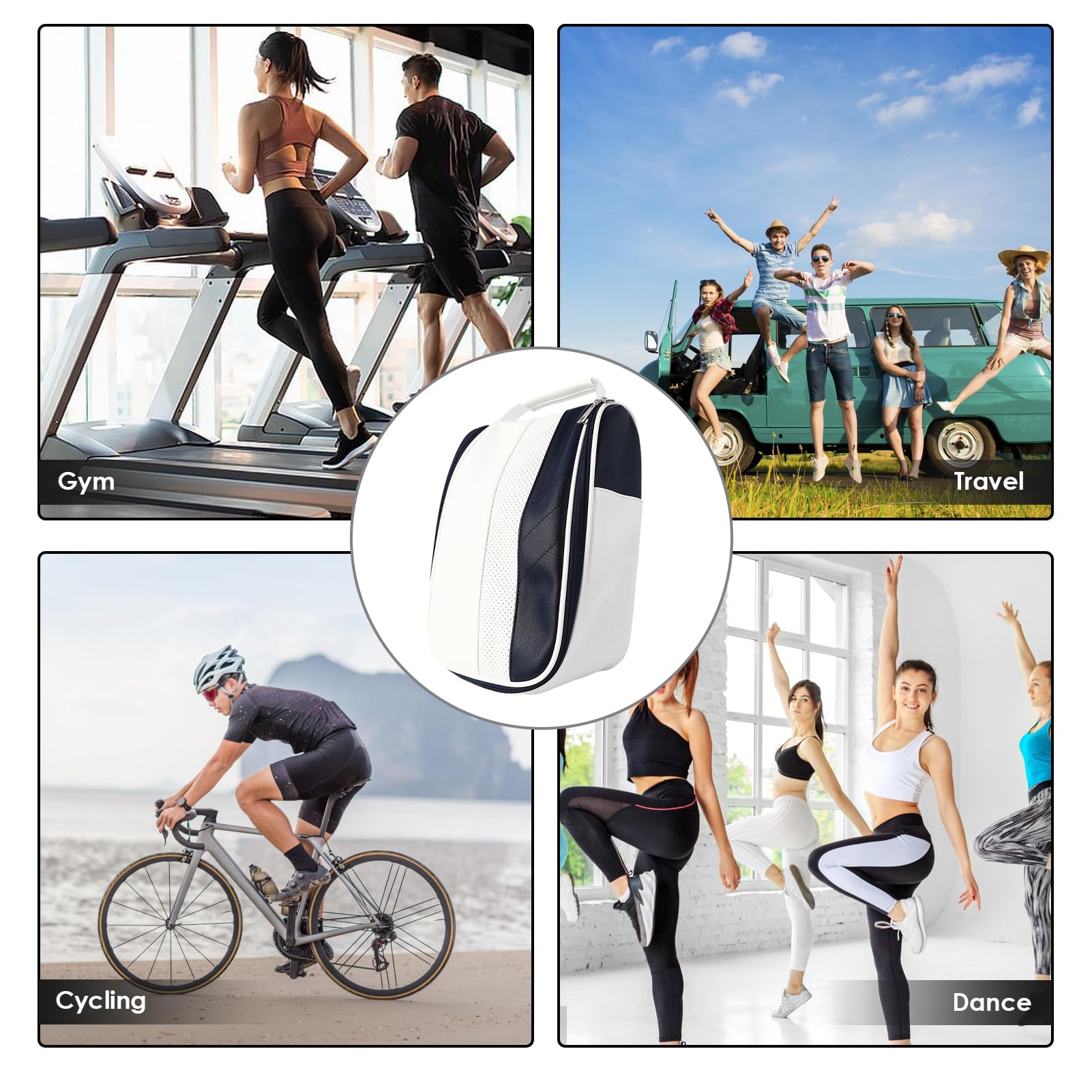 Golf-Schuhtasche, Reise-Schuhtaschen, wasserabweisende Reise-Schuhtaschen, schwarz und weiß, Golfschuh-Taschen für Herren/Damen, Outdoor-Reißverschluss-Tragetaschen mit Golf-Zubehör, für Radfahren,