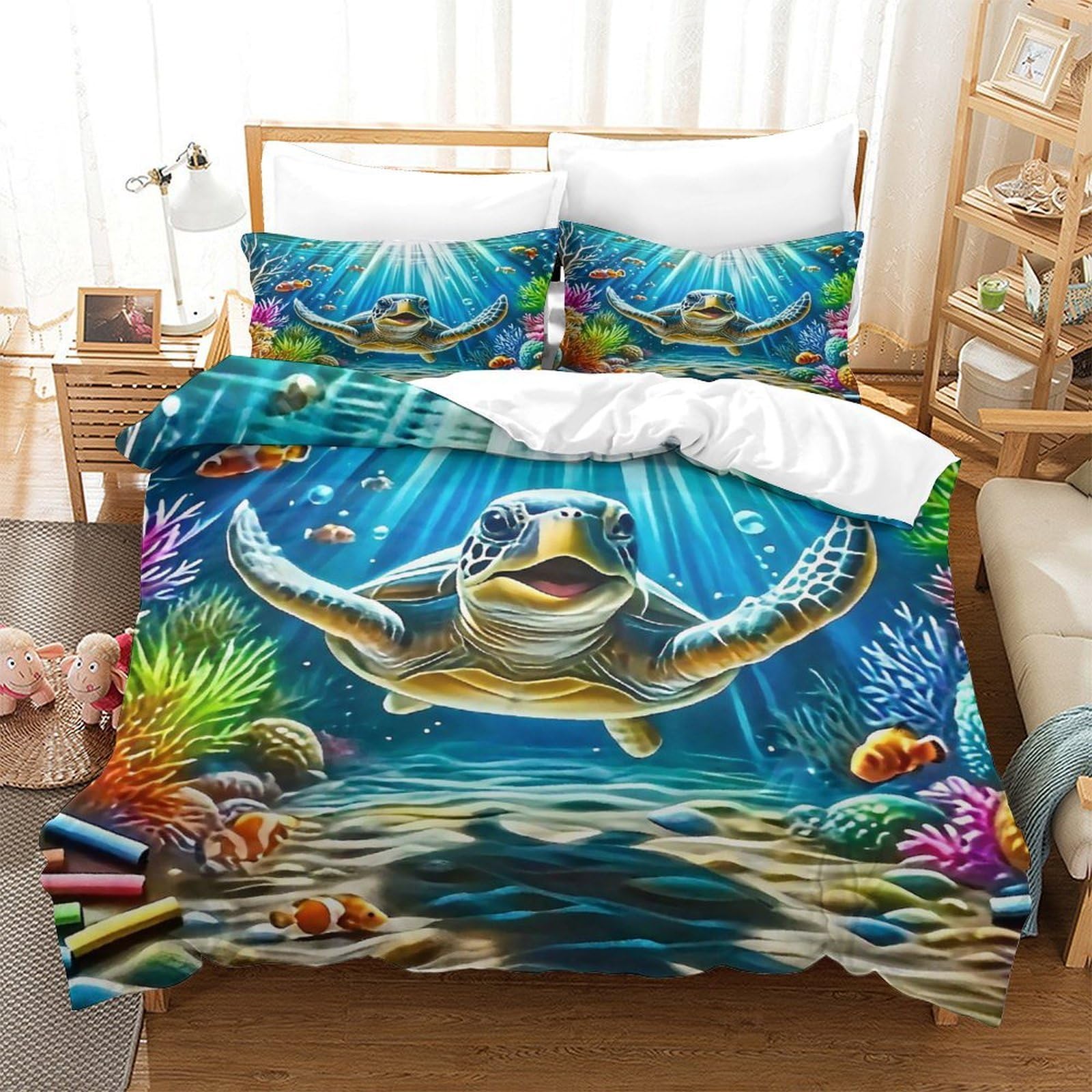 Housse de couette tortue de mer pour une chambre enfant marine