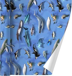 GRAPHICS & MORE Ocean Life Whale Dolphin Manatee Shark Pattern Gift Wrap Wrapping Paper Rolls