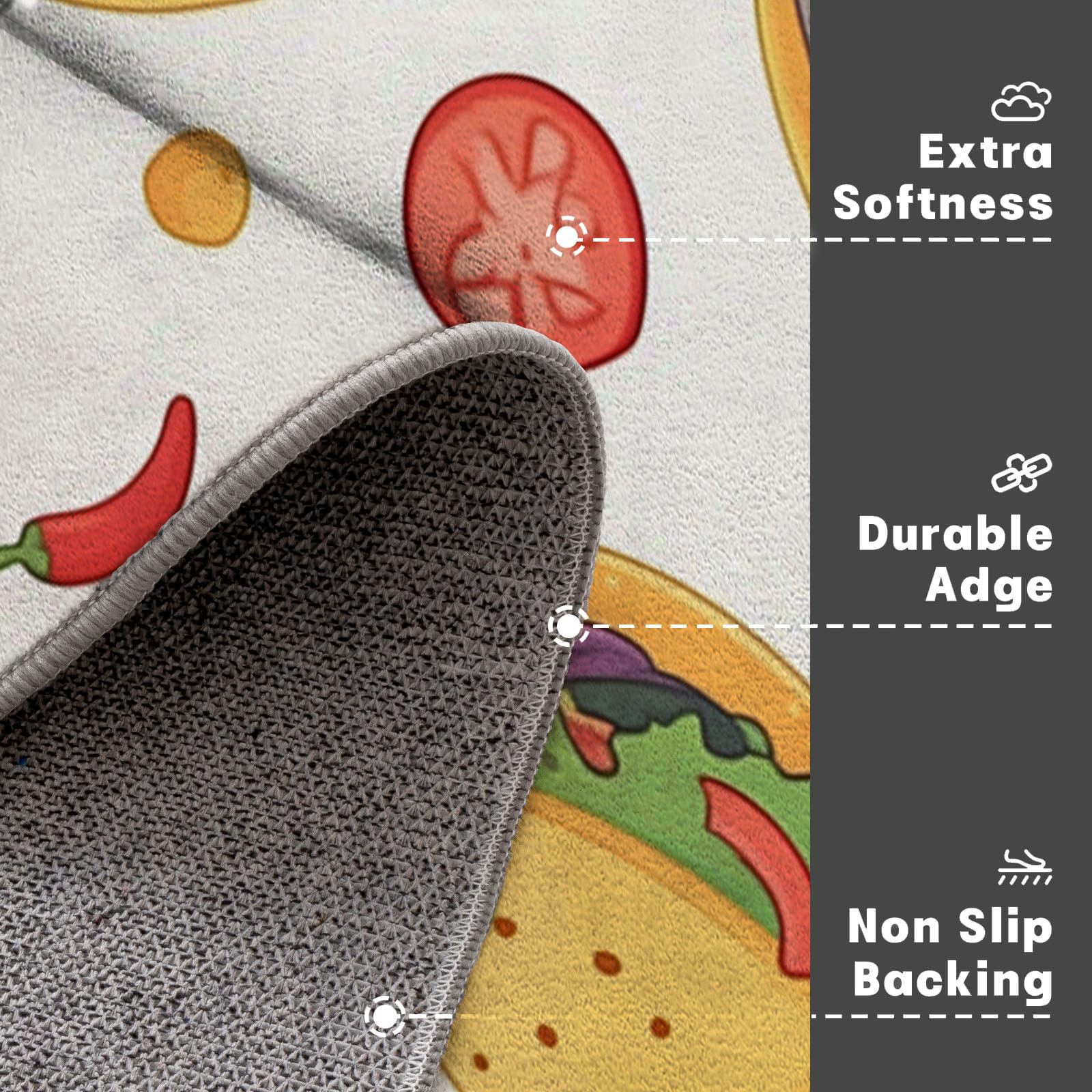 Paillasson intérieur Nourriture Dessin Animé Amusante Chili Au Pain Maïs, Tapis d'entrée antidérapant Lavable en Machine, Tapis Doux pour Cuisine, Salle de Bain, Chambre, Couloir - 60x90cm