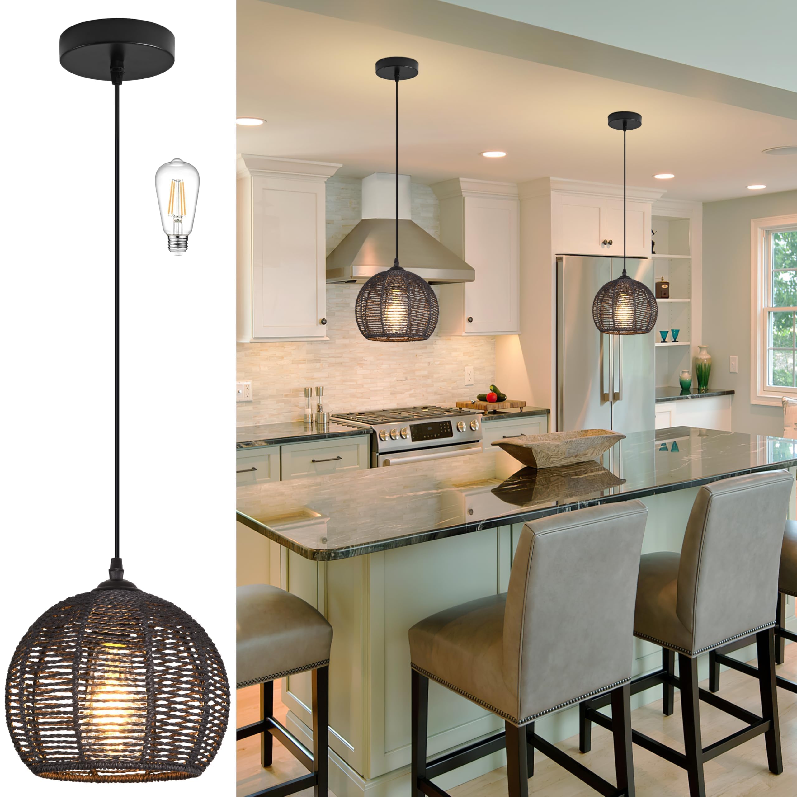 AyshwillDec Black Woven Pendant Light...