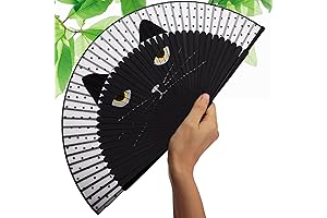 Black Cat Hand Fan - A Charming Purr-fect Accessory for Feline Fanciers