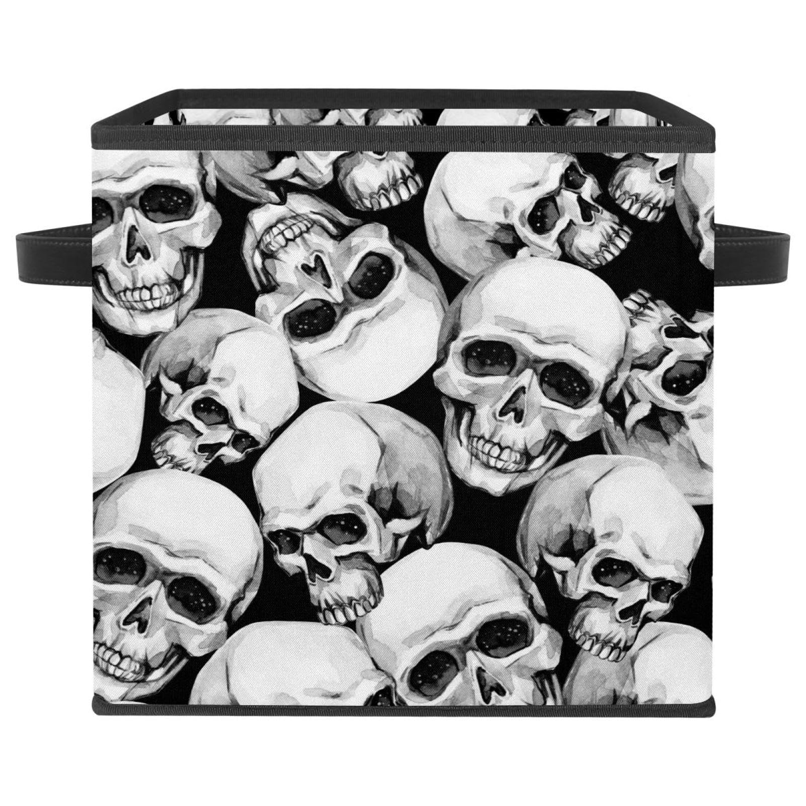 Boîte de rangement cube pliable en tissu blanc avec poignées pour livres