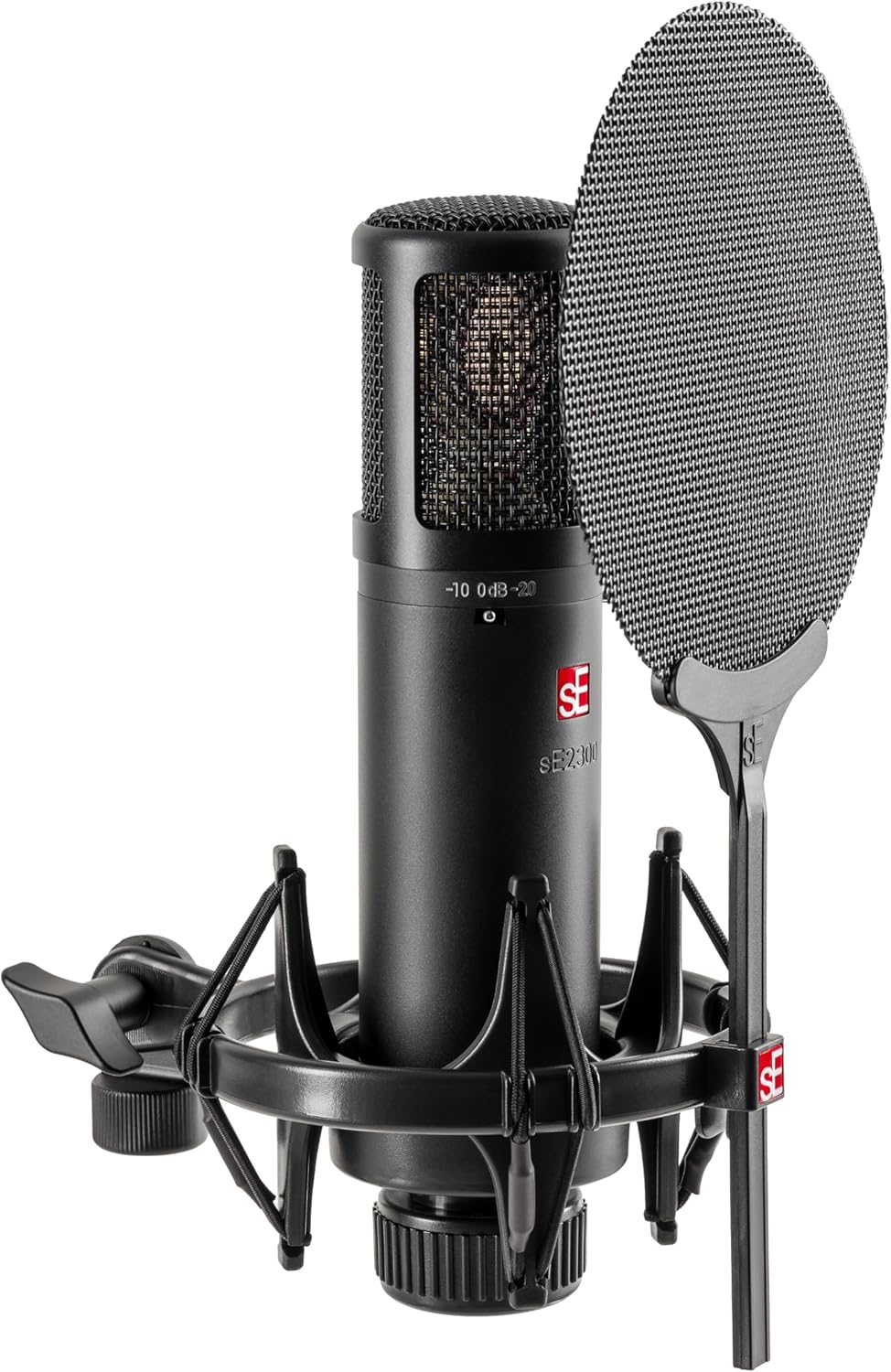 SE ELECTRONICS sE2300 Multi-Pattern Large Diaphragm Condenser Mic with Shockmount & Filter - XLR Condenser Mic for Vocals - Professional Studio Microphone for Recording