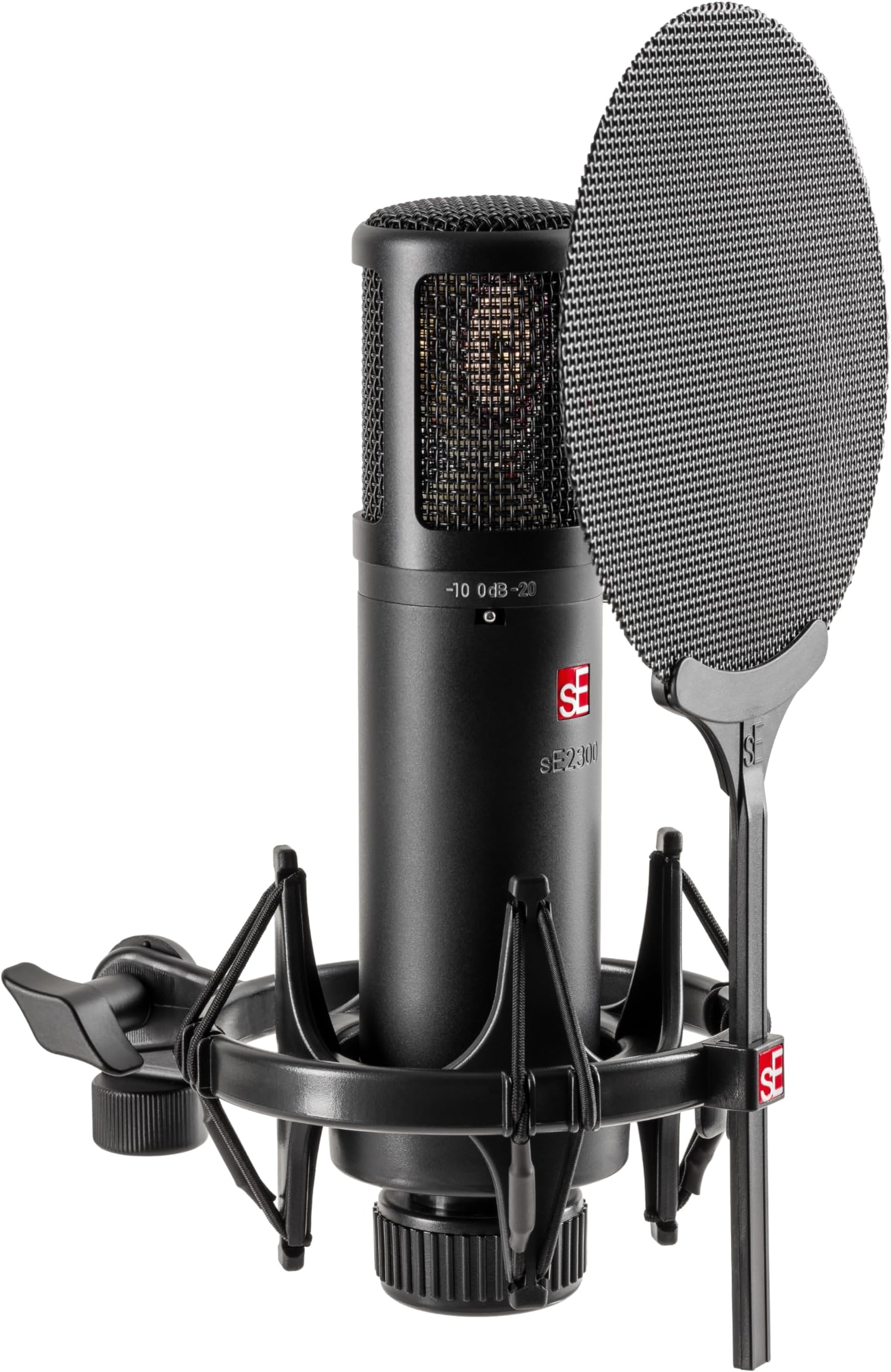 SE ELECTRONICS sE2300 Large-Diaphragm Condenser Microphone with Cardioid/Omni/Figure-8 Polar Patterns, 80Hz/160Hz Highpass Filter, and -10dB/-20dB Pad