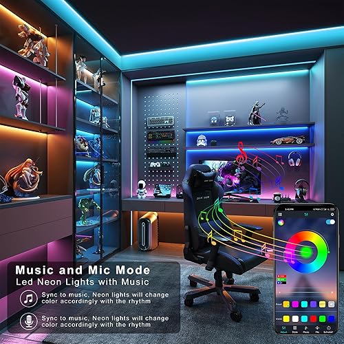 Miniatura 2 de Luces LED para dormitorio de 50 pies, tira de luces LED RGB que cambian de color en interiores, tira de luz LED de sincronización de música con