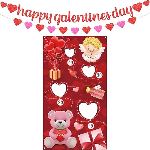 Miniatura 1 de KatchOn, Cartel rojo con purpurina para el Día de los Galentinos, 10 pies, sin bricolaje, juegos de lanzamiento de San Valentín con 3 bolsas de