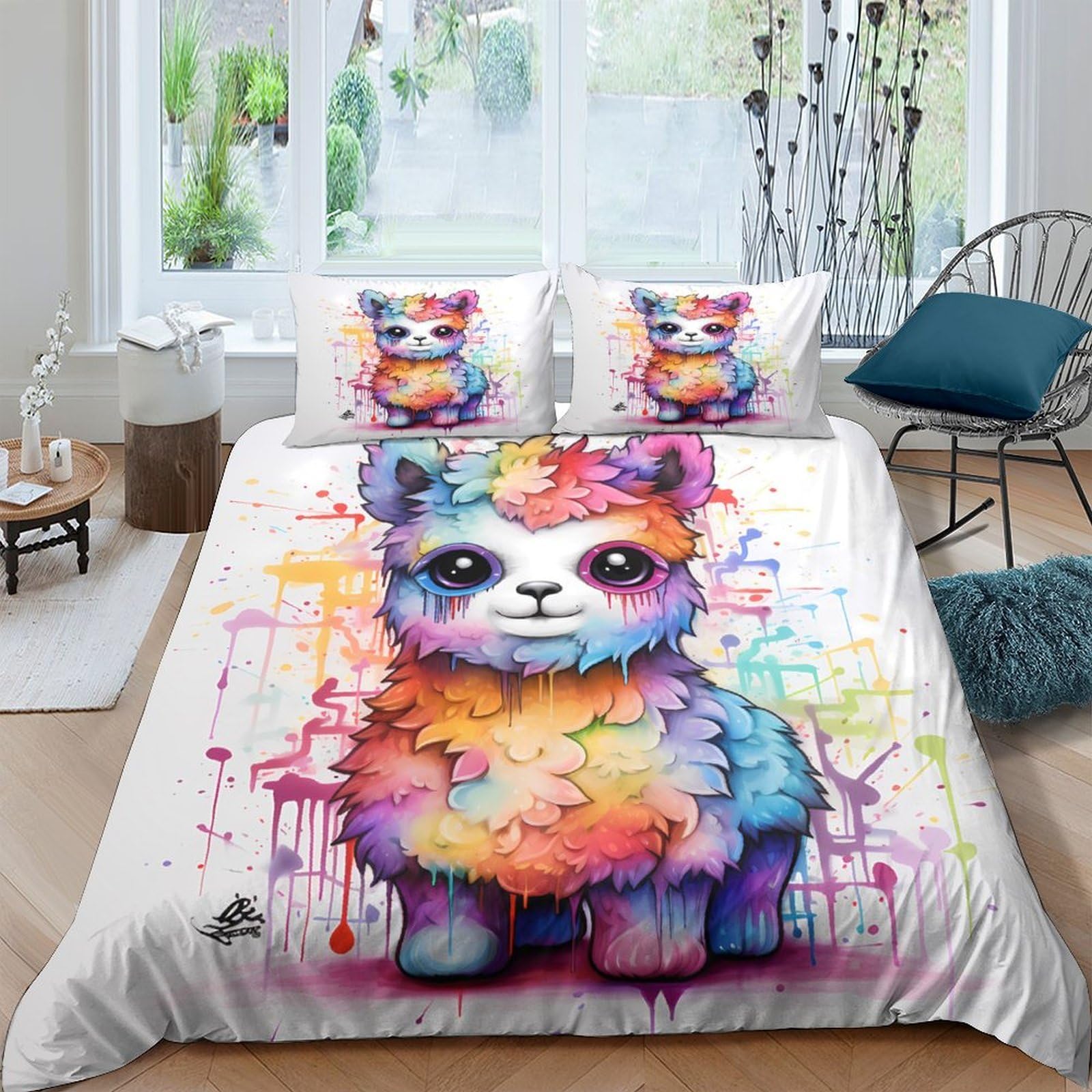 Ctjqhvkz Style-10 3D Printed Colorful Panda Fitted Sheet Microfiber Soft Breathable Watercolor Animal Bed Cover For Bedroom Guestroom Mattress Protection Single（135X200cm）