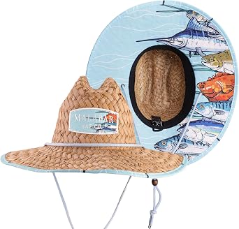 Malabar Straw Sun Hat - Wide Brim Hat for Men & Women - Adjustable Drawstring Chin Cord Sun Hat