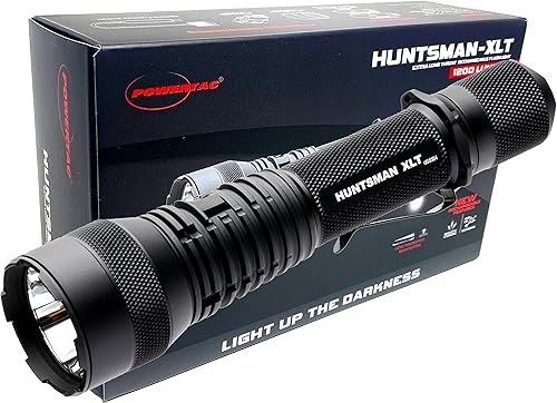 POWERTAC Huntsman-XLT - Linterna LED recargable de largo alcance linterna táctica súper brillante linterna de engranaje EDC alta lúmenes suministros