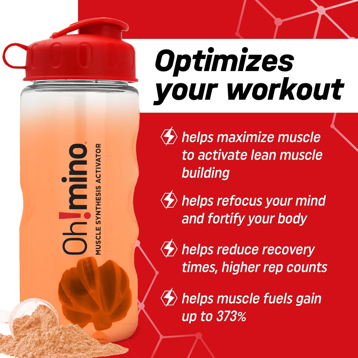 Oh!mino BCAAs + EAAs, All 9 Essential Amino Acids for Muscle Growth & Recovery, Tropical Flavor, Stimulant-Free, Sugar-Free Pre/Intra Post Workout Supplement, Non-GMO