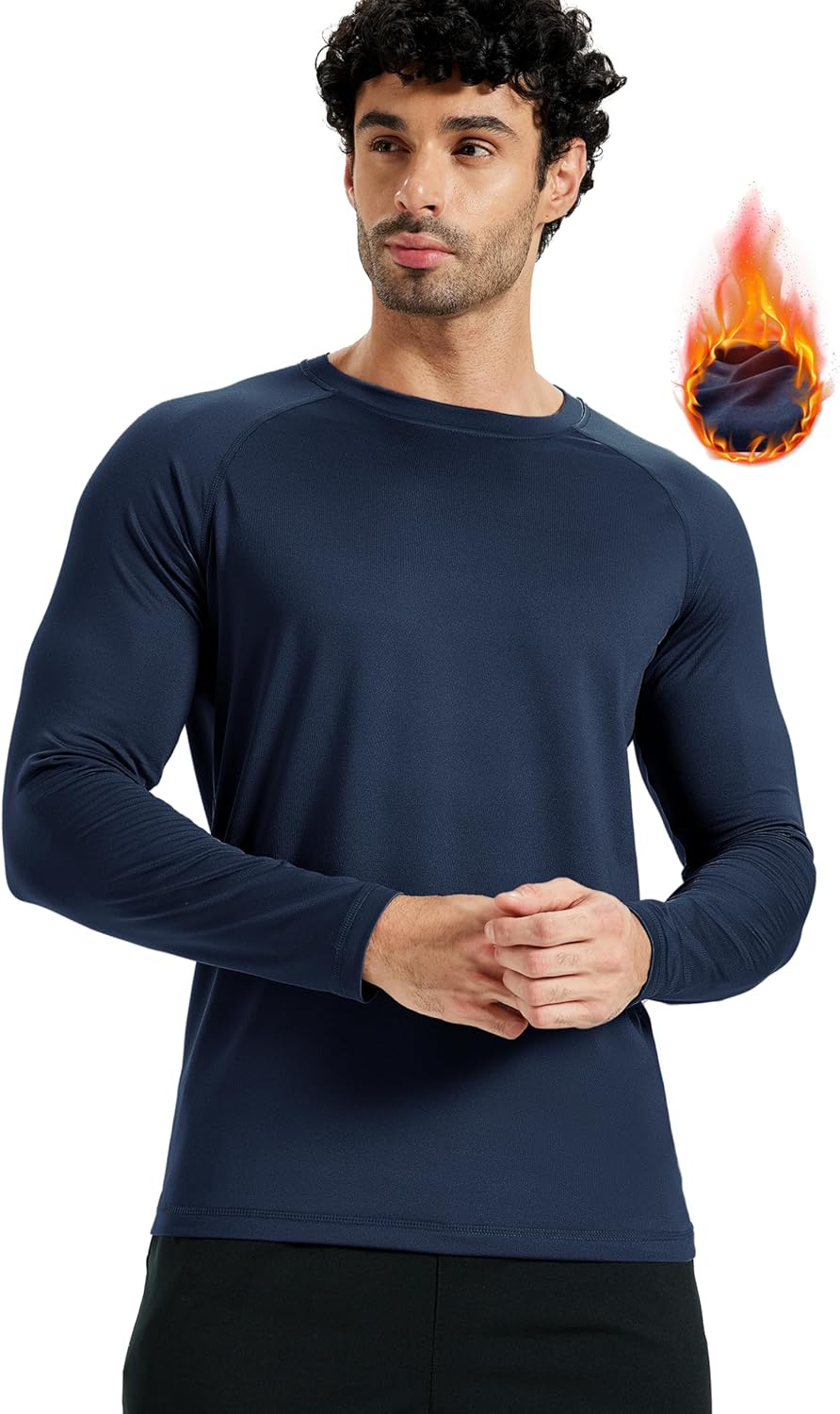 Mens Thermal Long Sleeve Shirt Base Layer Cold Weather Fleece Lined Underwear Tops Winter Undershirt - Image 2