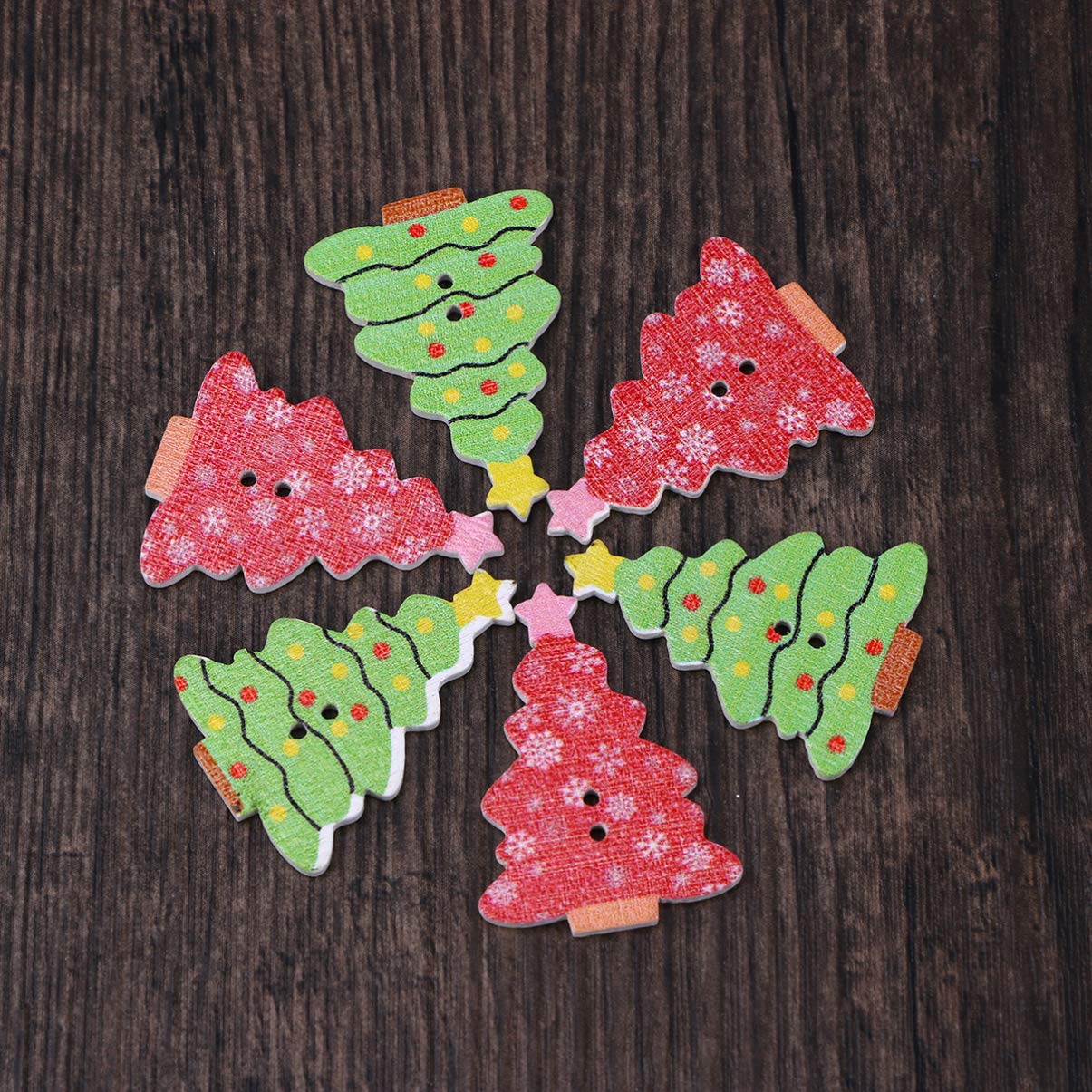 50 Stück Weihnachts-Holzknöpfe – Mini-Motive Wie Schneeflocken, Herzen & Stiefel Für DIY, Scrapbooking & Kartenbasteln