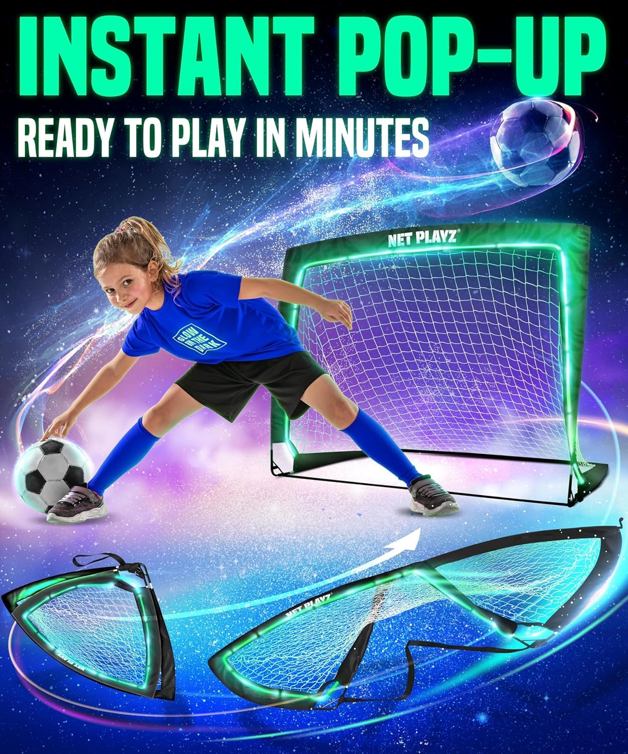 Regalos de Red de fútbol: porterías de fútbol iluminadas, Brillan en la Oscuridad, porterías de fútbol portátiles para niños, Adolescentes y jóvenes