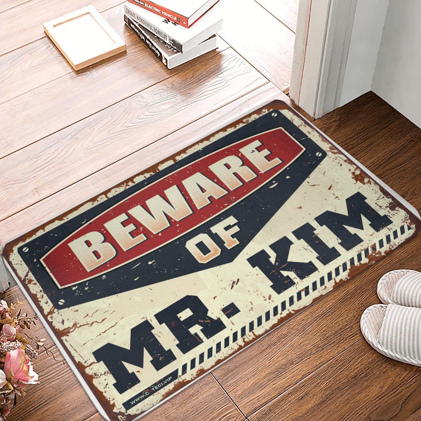 Paillasson Fall Beware Of Mr. Kim déco de bar sportive 65x90 cm