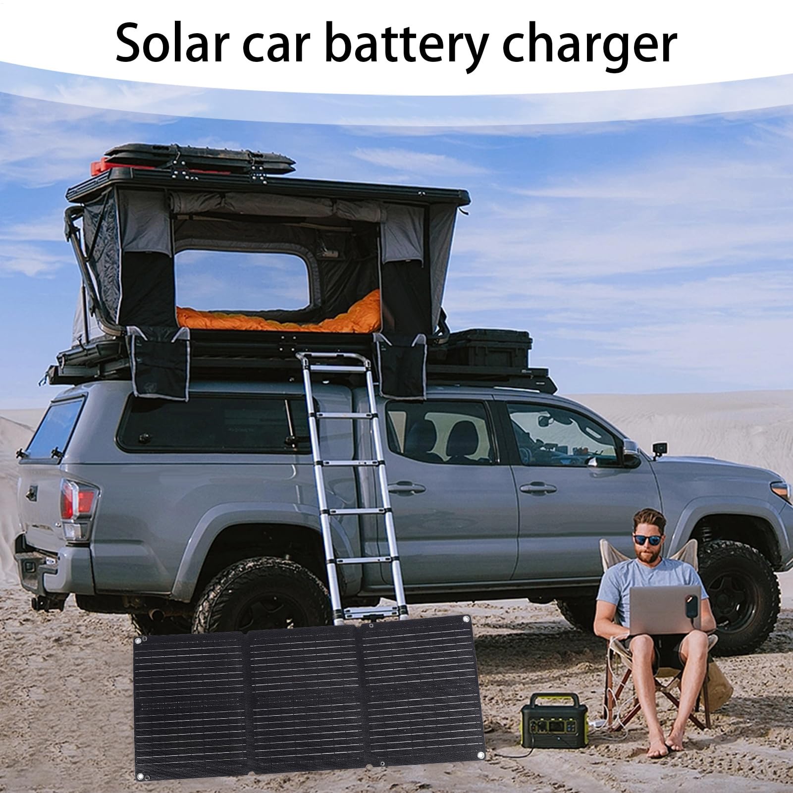 Caricatore solare a batteria 'auto, caricabatterie per auto Caricatore del | Manutentore automatico impermeabile pieghevole 12-24V per barca, viaggio, auto,
