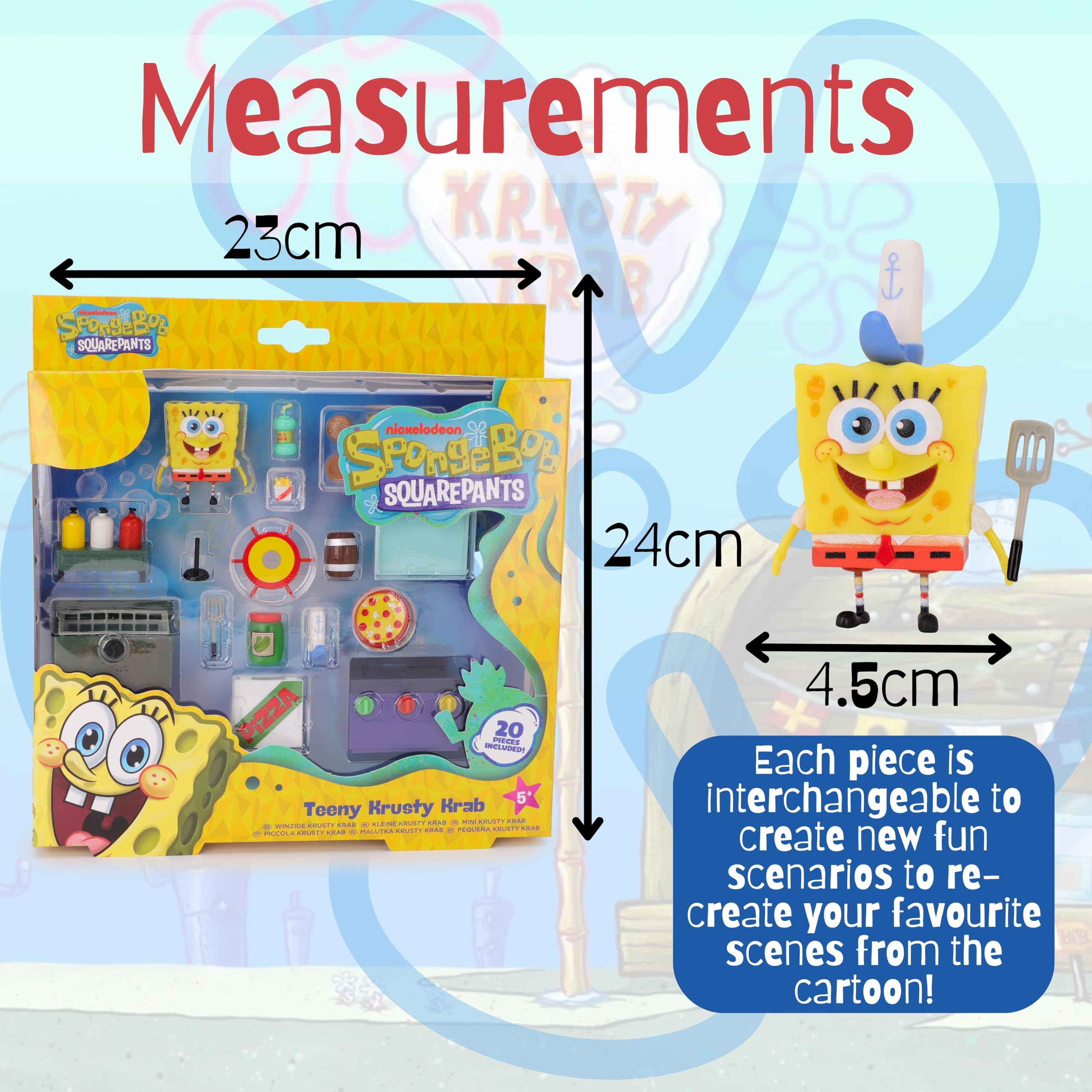 Toyland® 20 Piece SpongeBob SquarePants Figure & Accessories Playset - Teeny Krusty Krab Imaginative Play Pieces - Ages 5+ - Image 4