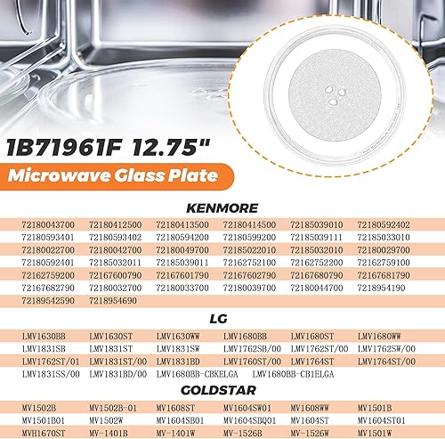 Miniatura 6 de Plato giratorio de vidrio para microondas de 12.75 pulgadas apto para GE, LG, Kenmore, bandeja de vidrio para microondas Sears, placa de vidrio de