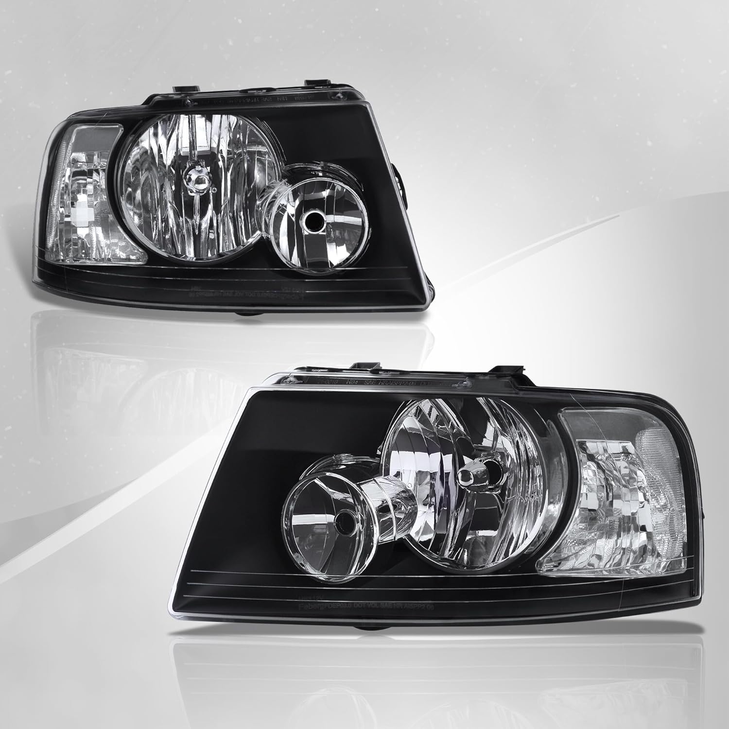 AJP Distributors Driving Headlights Headlamps Bumper Housing Corner Turn Signal Reflector Lamps Assembly Pair Set LH RH Left+Right Compatible/Replacement For Expedition 2003 2004 2005 2006 03 04 05 06