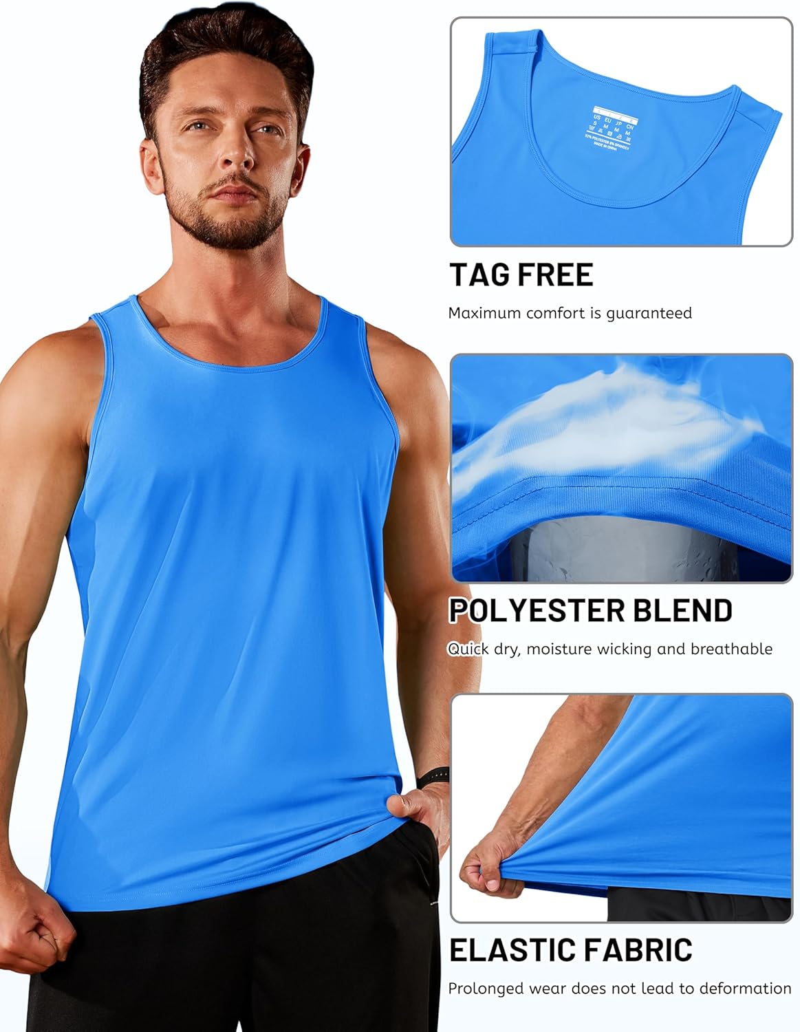 TACVASEN Men's Workout Tank Tops Sleeveless UPF 50+ Summer Sun Shirts Quick Dry for Running Swim Gym Beach - Image 6
