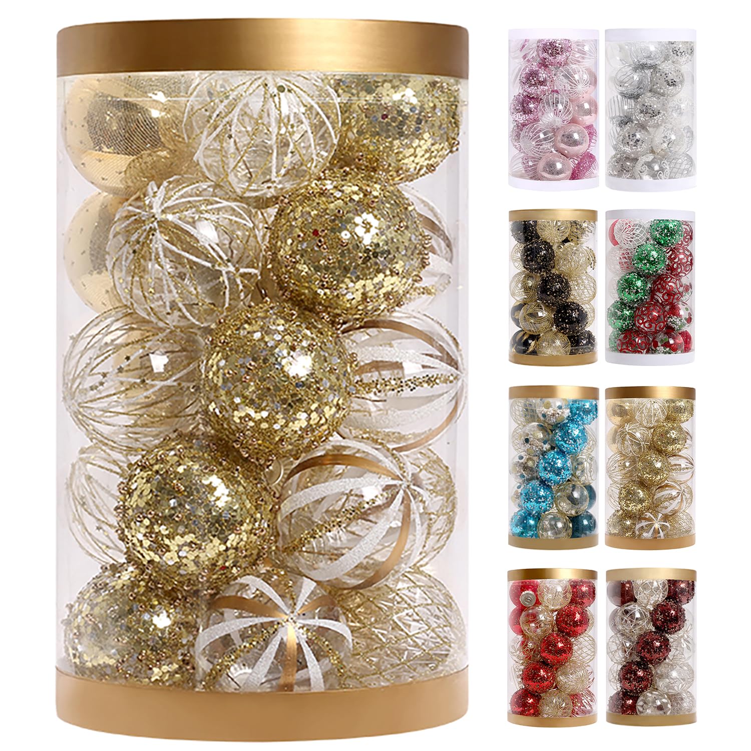 JEKOSEN 2023 Christmas Ball Ornaments 25PCS for Christmas Tree Ornaments 2.36" Shatterproof Christmas Tree Decorations with White Gold Christmas Ornaments Balls