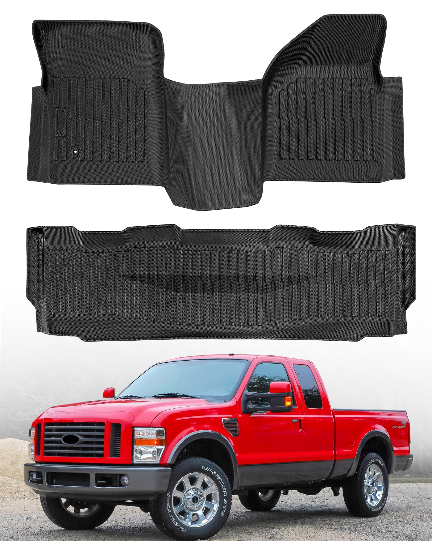 DiffCar for Ford F250 F350 F450 F550 Floor Mats Crew Cab 2008 2009 2010 Without Manual Shifter Footwell