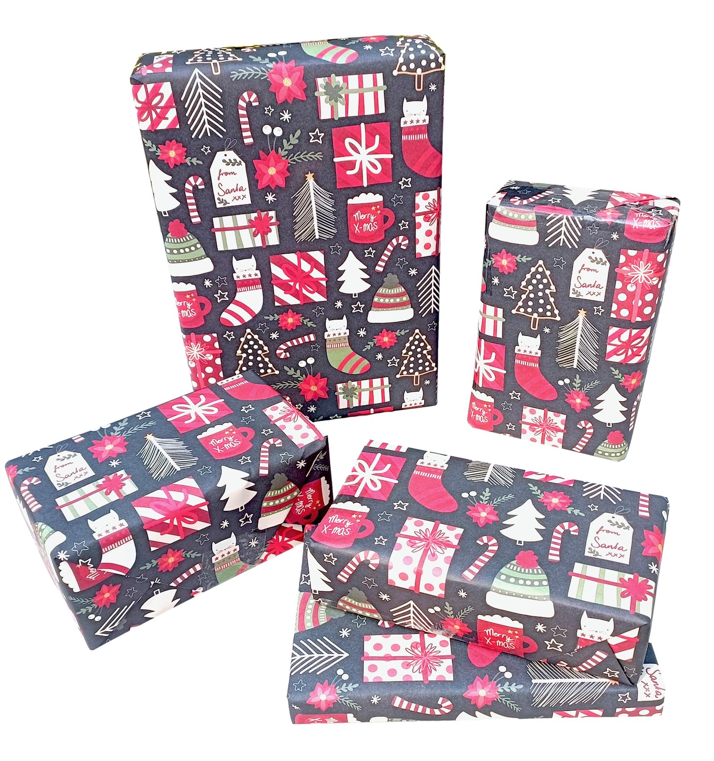aakar , Pack Of 5, Gift Wrapping Paper Sheet, Gift Paper, Gift Wrap For Birthday (Jingle Bells),Assorted