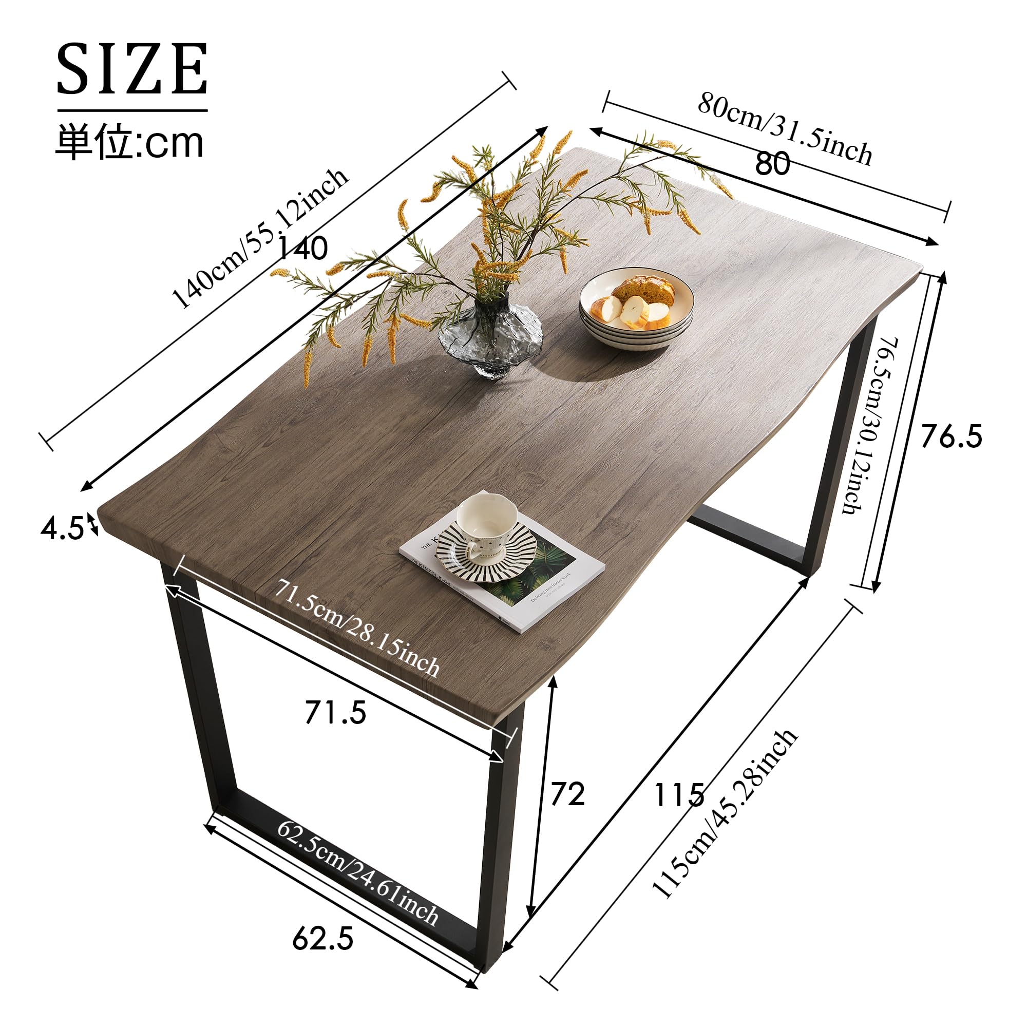 Amazon｜JvFun ダイニングテーブルセット 4人用 幅140cm 長方形