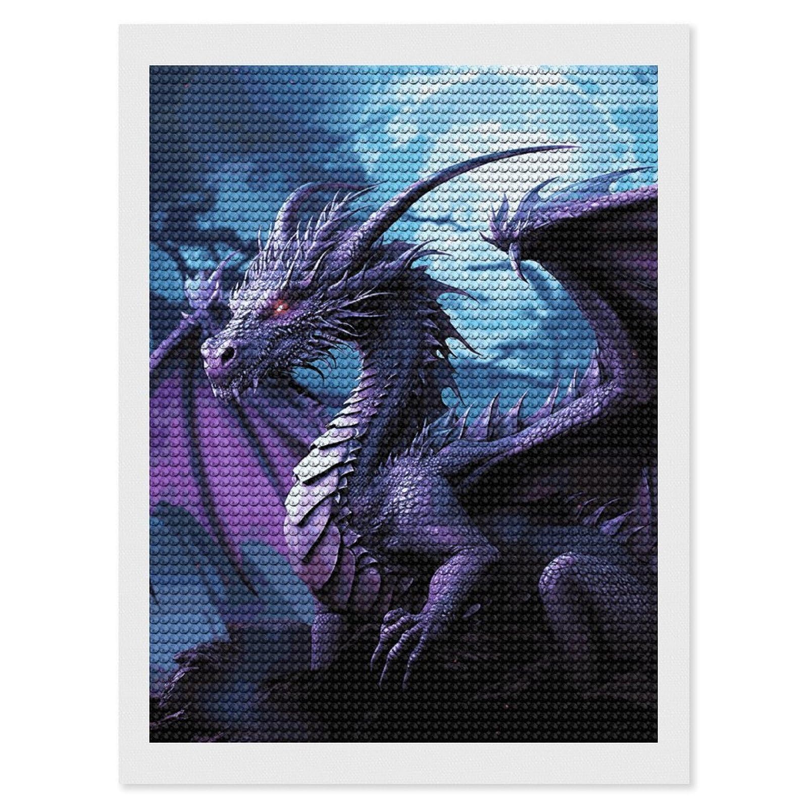 DWVTSLH Purple Dragon Purple Moon Diamond Painting Kits for Adults, Personalized Diamond Photo Art Full Drill, DIY 5D Diamond Art Painting Kits for Beginners, Home Wall Decor 12"x16"