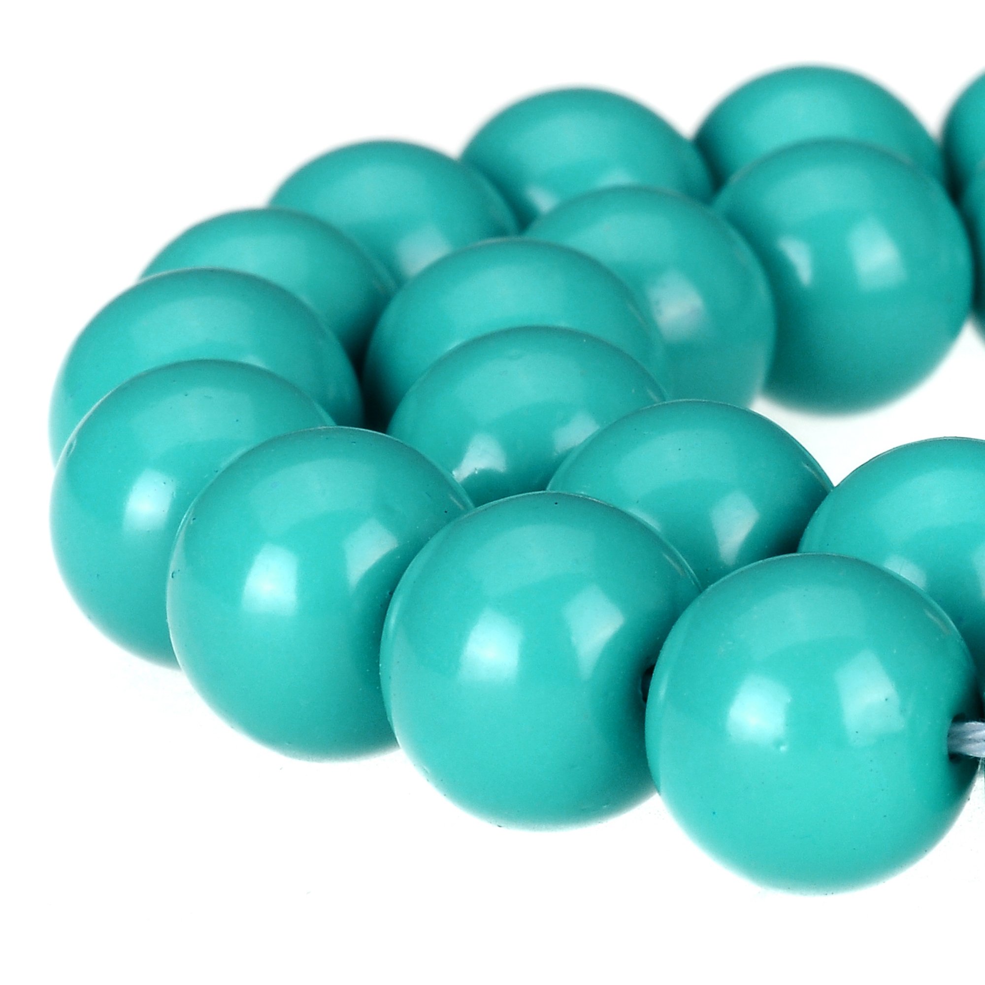 RUBYCA Round Opaque Painted Druk Czech Glass Beads Bulk Jewellery Making Supplies Strand, Blue, 12mm