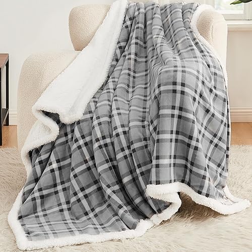 L'AGRATY Manta Sherpa  Manta de forro polar mullida y cálida para sofá  Manta doble reversible de felpa gruesa de 50 x 60 pulgadas para cama  Manta