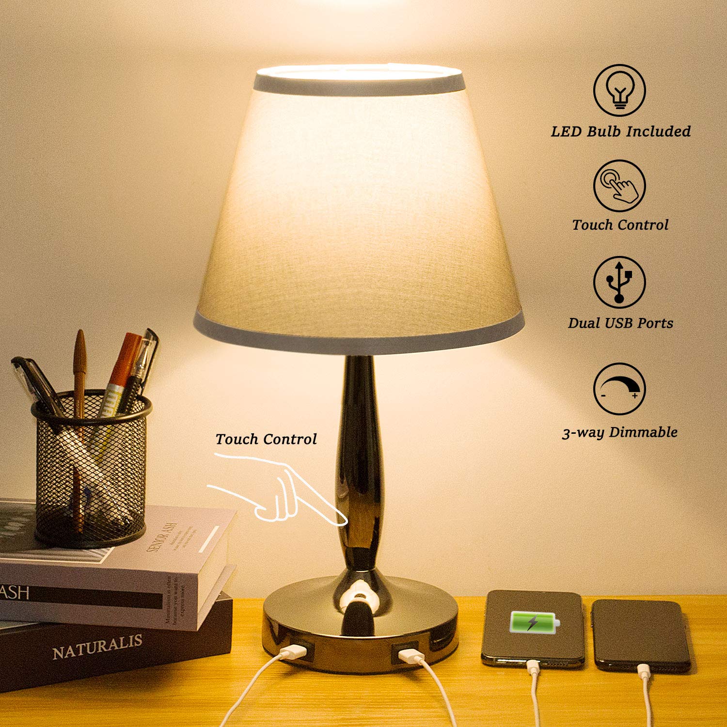 Touch Table Lamp With Usb Ports 3 Way D Buy Online In Japan At Desertcart