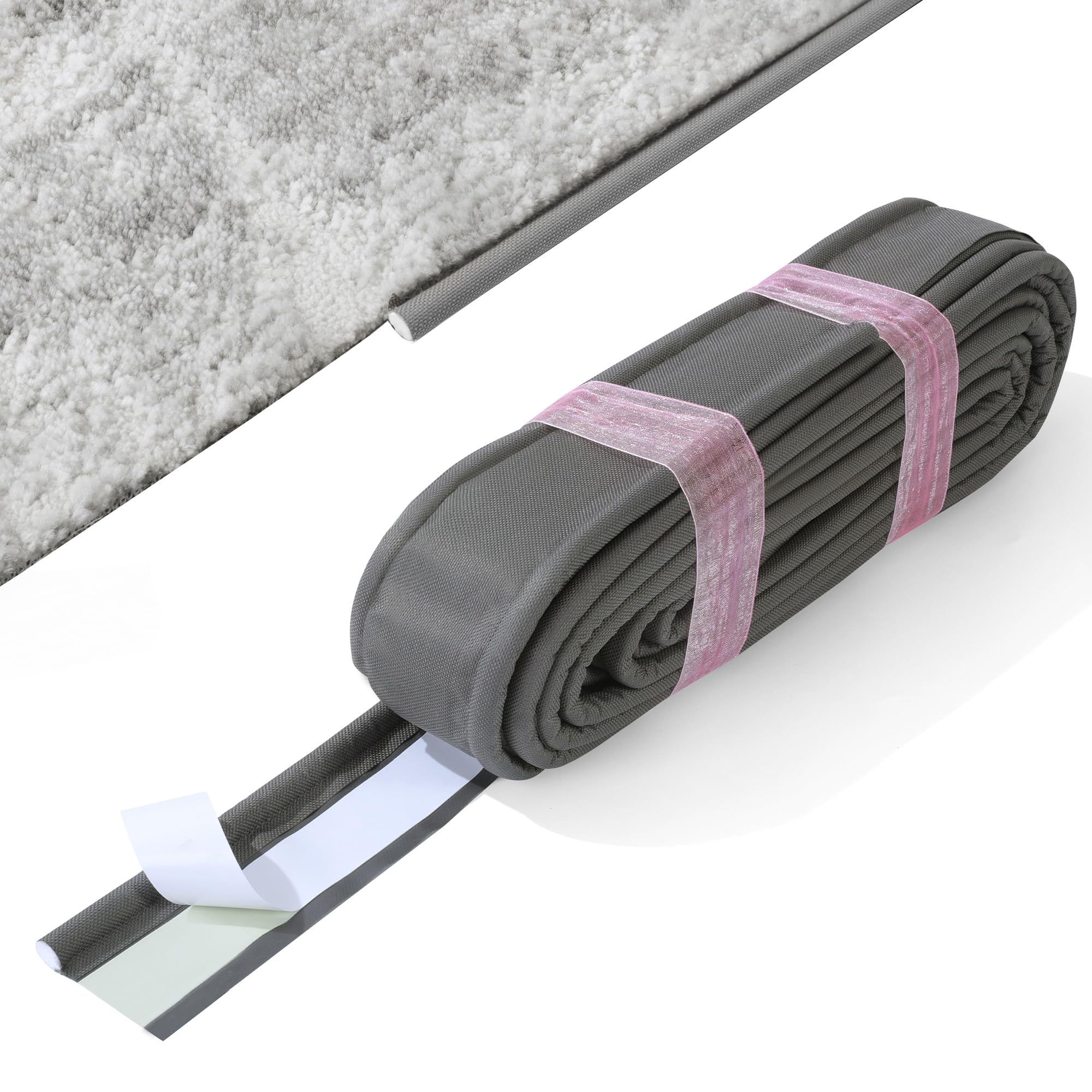 HOMBYS 54 ft Roll Professional Carpet Edge Binding Tape - Heavy Duty Rug Binding Kit for DIY Finishing, Grey