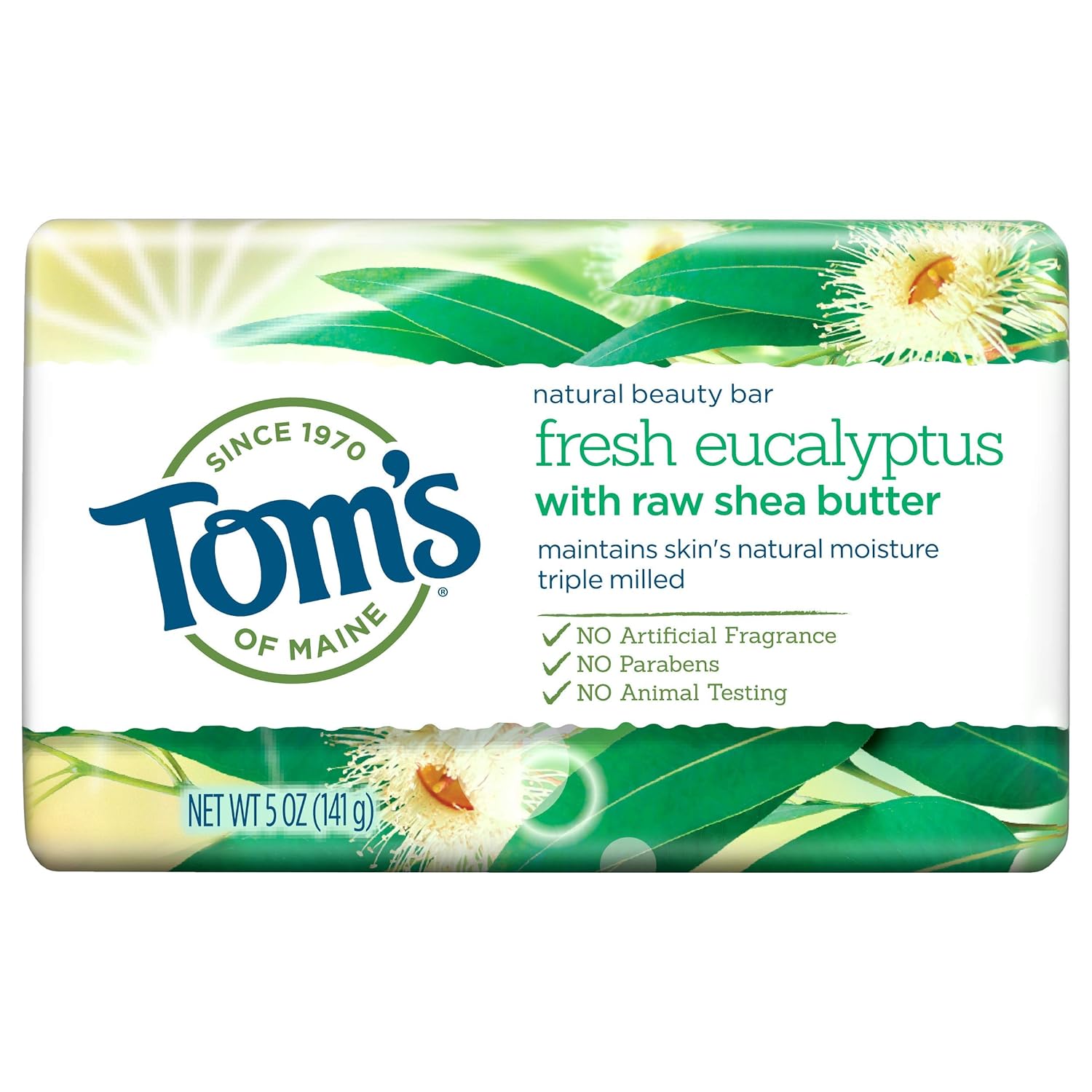 Tom's of Maine Natural Beauty Bar, Bar Soap, Natural Soap, Fresh Eucalyptus, 5 Ounce Tom's of Maine Natural Beauty Bar, Bar Soap, Natural Soap, Fresh Eucalyptus, 5 Ounce