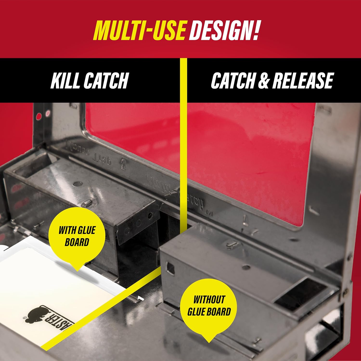 Catchmaster Multi-Catch Mouse Trap 3-Pack, Humane Mouse Traps Indoor for Home, Includes Replaceable Glue Board, Live Catch Pest Control for Garage & Shed