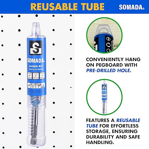 Vista 84 de SOMADA Broca de taladro de 3/4 pulgadas x 17 pulgadas para madera, vástago hexagonal de 3/8 pulgadas, una pieza, broca larga para madera blanda