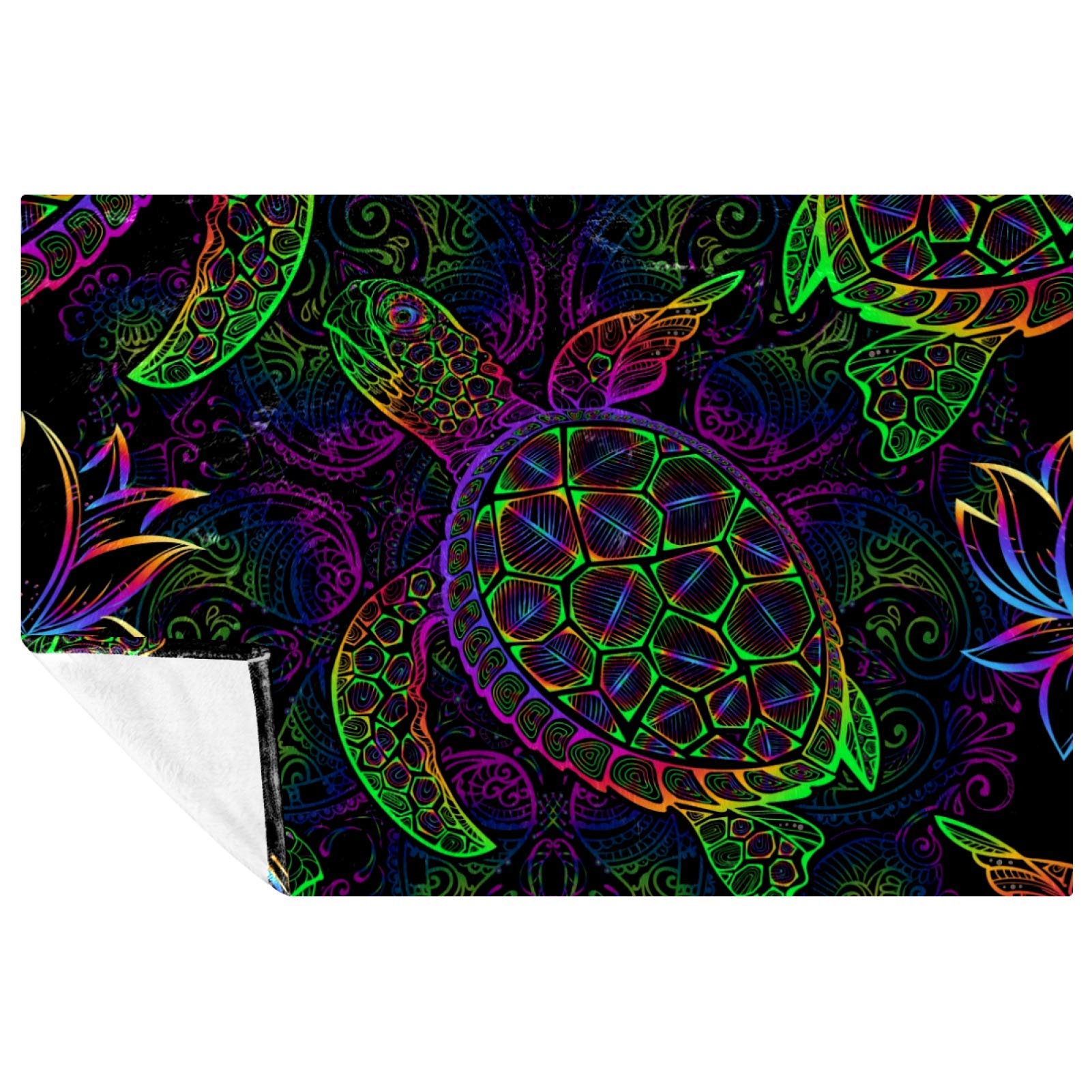 Couverture douce tortue de mer 150x100 anti-froid pour lit et canapé