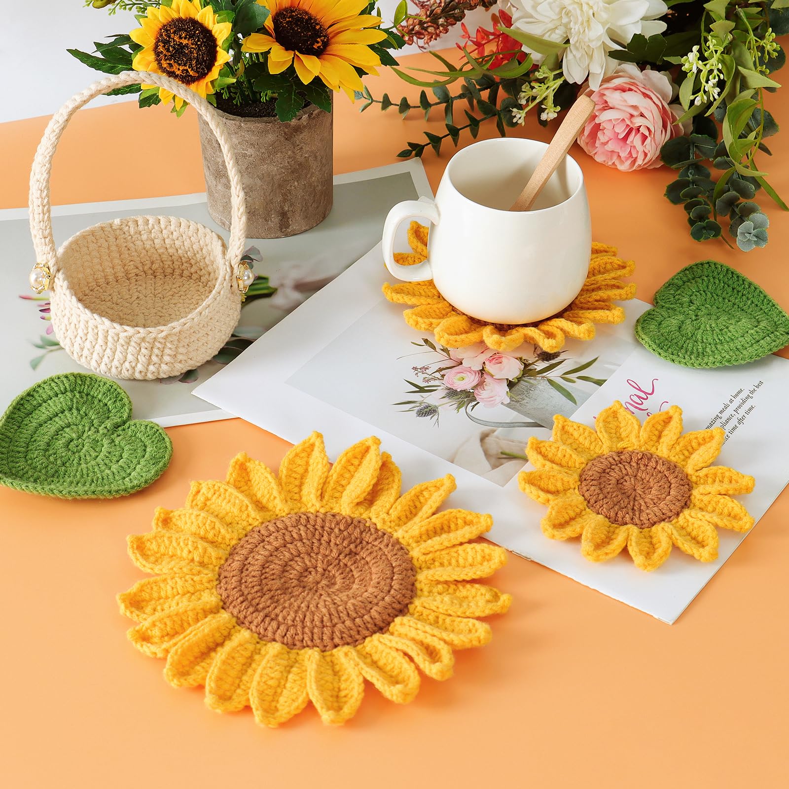 Beginner Crochet Kit - Sunflower Coasters -7