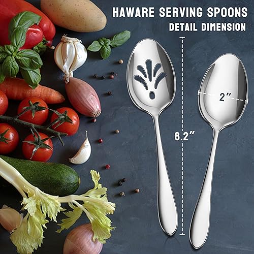 Miniatura 2 de HaWare - Juego de 6 cucharas de servir, los utensilios de acero inoxidable para servir anfitriona incluyen 3 cucharas de servir, 3 cucharas