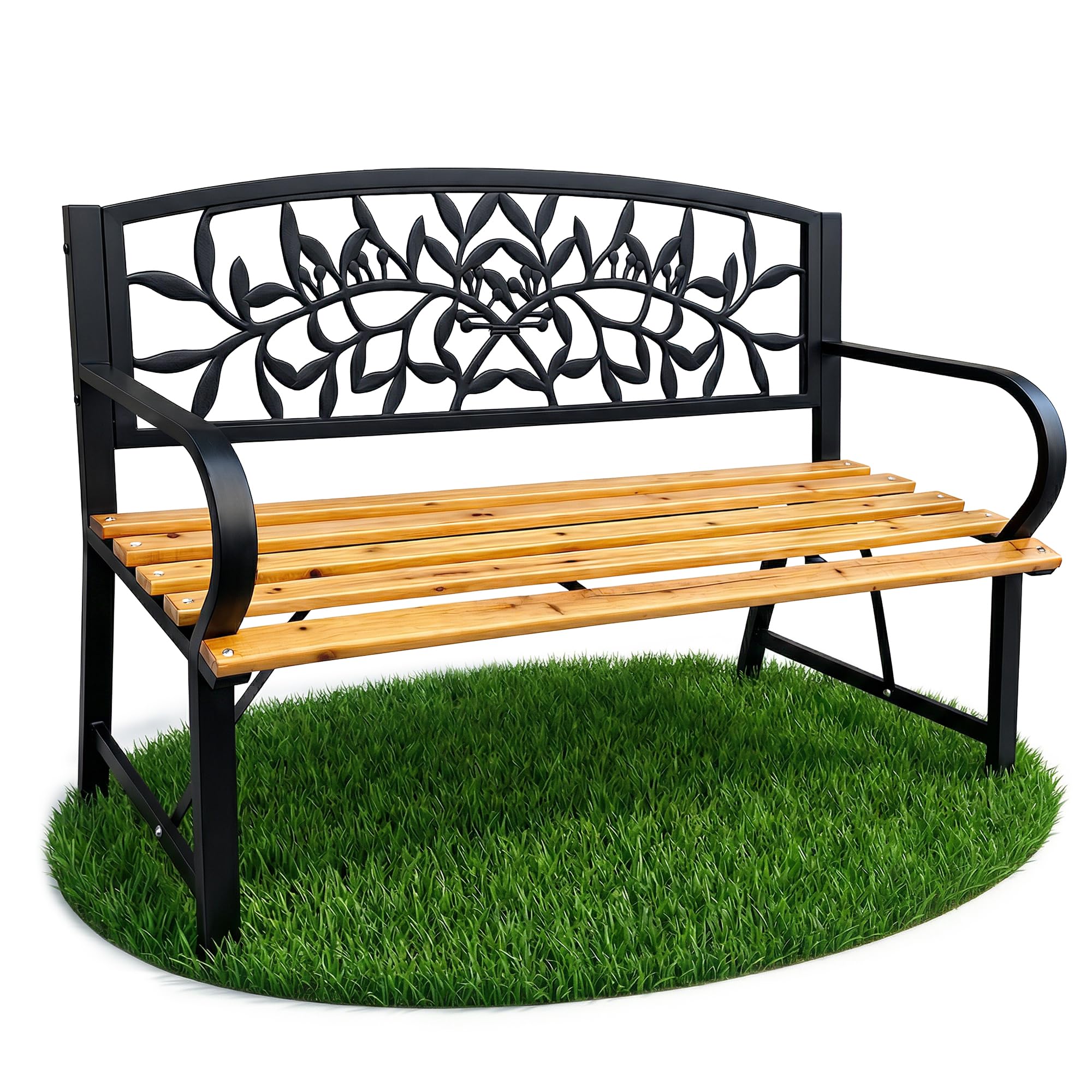AKORD Panchina da Giardino REO con Gambe in Ghisa e Legno Verniciato | Panca da Esterno | Panchine Esterna con Bracciolo | Panche Moderno Resistente alle Intemperie | Larghezza 118 cm | Nero