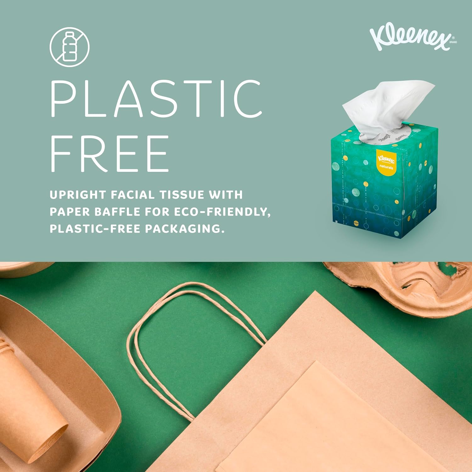 Kleenex Professional Naturals Facial Tissue with Plastic-Free Eco Packaging, Bulk (56027), 2-Ply, White, Upright Cube Boxed Format, Designed for Business (90 Tissues/Box, 36 Boxes, 3,240 Sheets/Case)