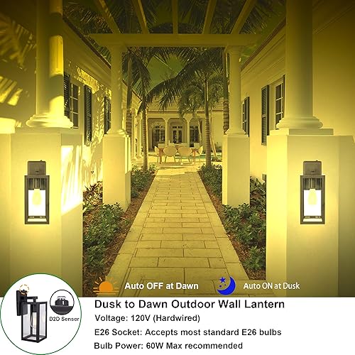 Miniatura 4 de LIT-PaTH Farol de pared para exteriores del atardecer al amanecer, aplique de pared como accesorio de iluminación de porche, base mediana E26 máximo