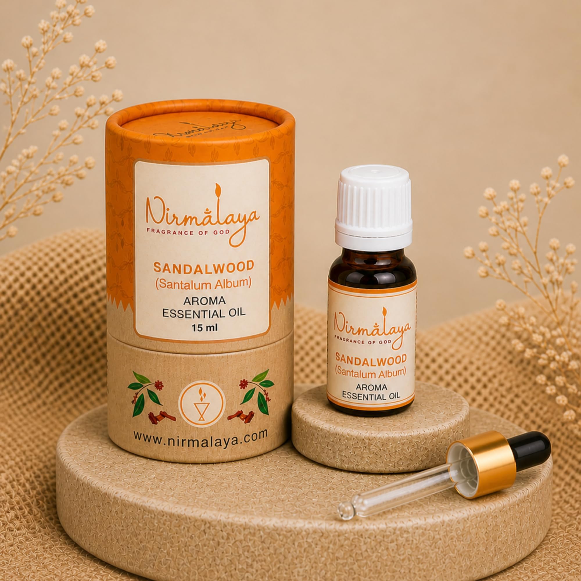 NIRMALAYA 100% Pure & Natural Sandalwood Essential oil | Best Aromatherapy Essential Oil for Diffuser | Essential oils for home fragrance | 15ml per bottle
