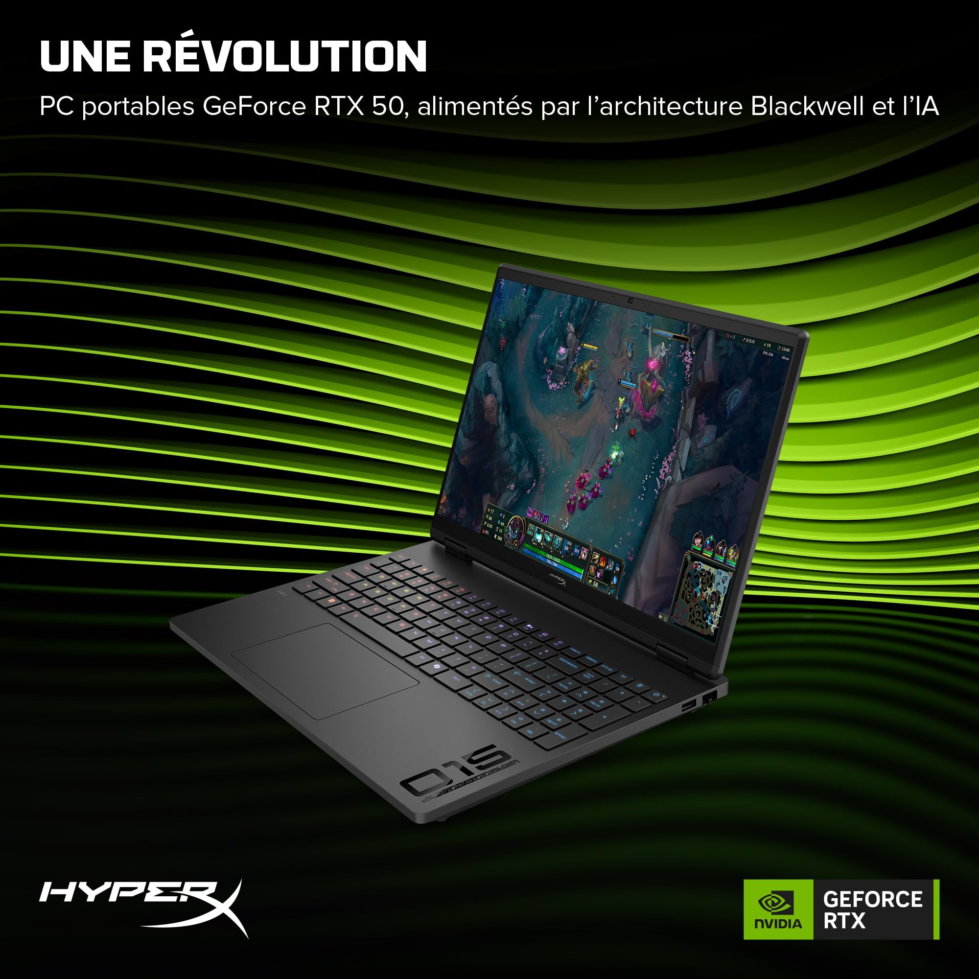 HP HyperX Omen 15-ga0701sf Ordinateur Portable Gaming 15.3" 2K IPS, PC Portable Gamer (Core 5-210H, RAM 16 Go, SSD 512 Go, RTX 5050 8GB VRAM, Windows 11), Laptop Noir, AZERTY