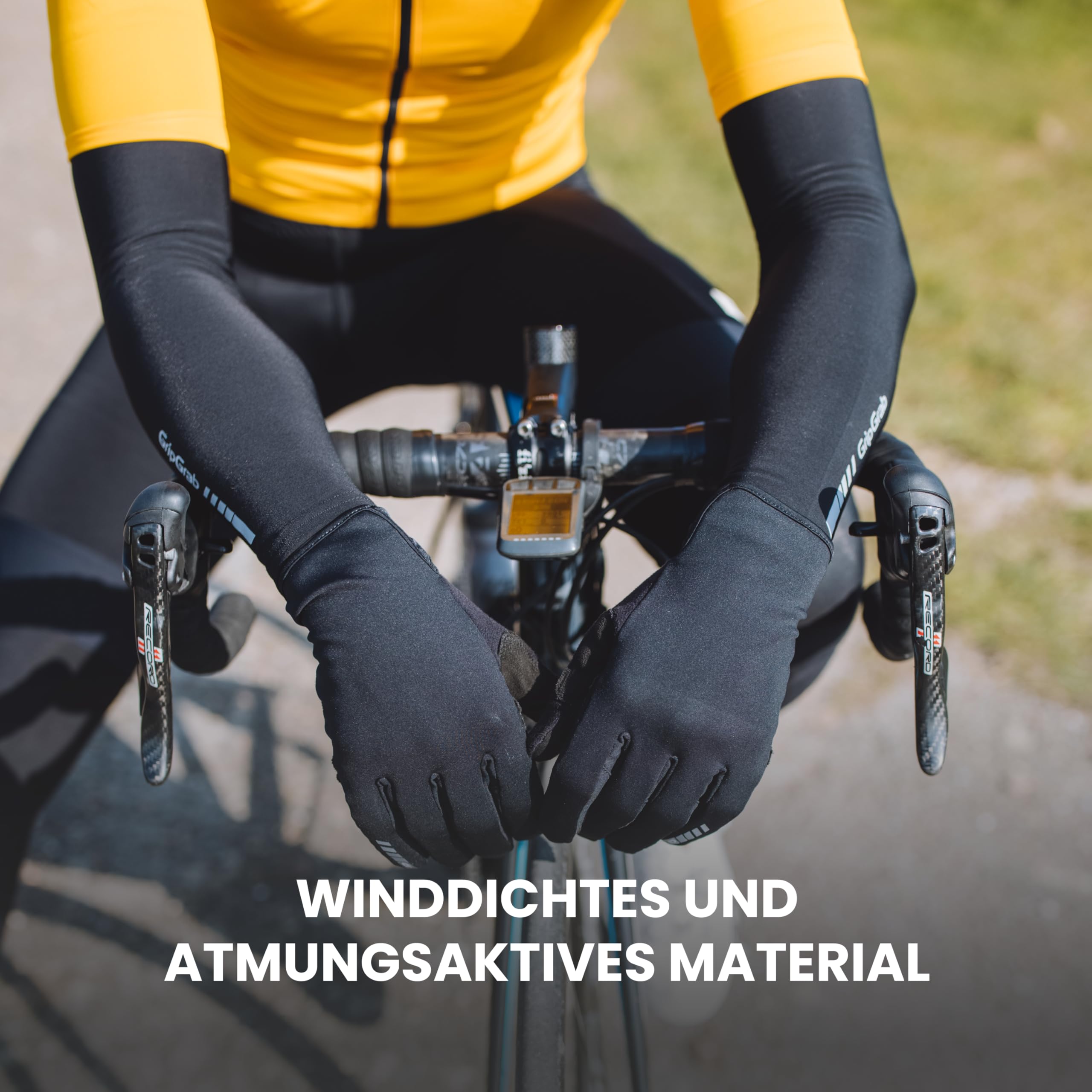 GripGrab Raptor Winddichte Fahrradhandschuhe - Ungepolstert, Langfinger | InsideGrip Silikon, touchscreenfähig - ideal für Gravel, MTB & Rennrad im Frühling & Herbst, ohne Polster