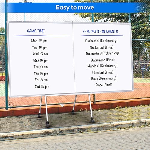 Miniatura 8 de Pizarra blanca magnética de borrado en seco para pared, de 72" x 48" (6 pies x 4 pies), marco de aluminio montado en la pared, marcador plegable y